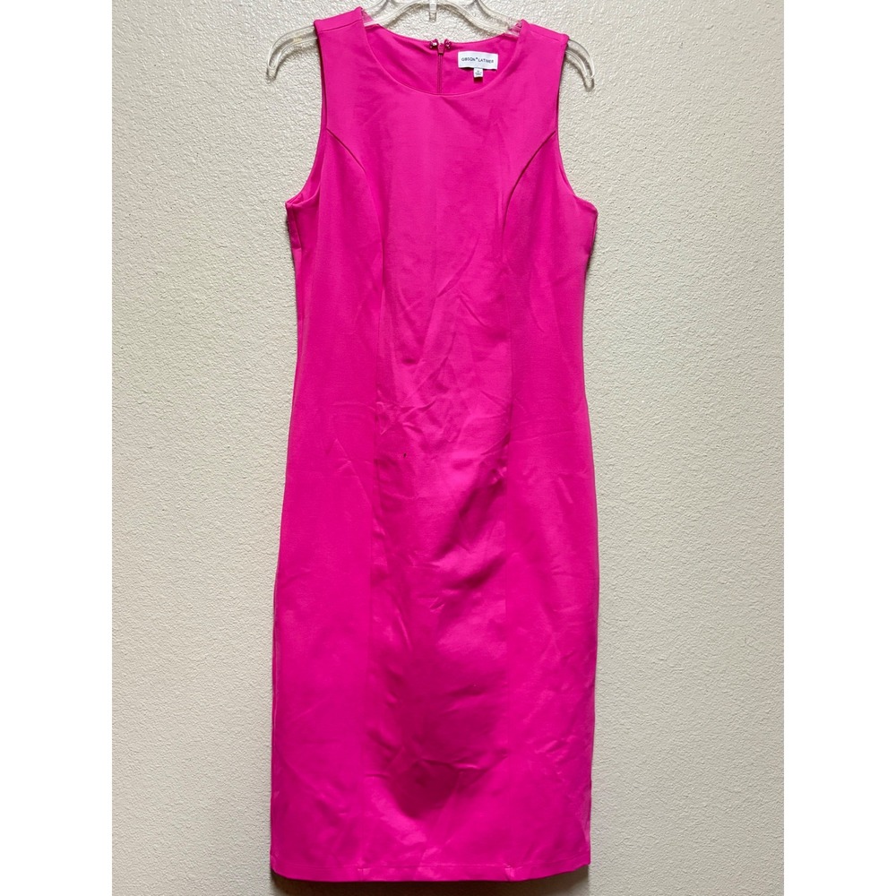 Gibson Latimer Womens Hot Pink Sleeveless Sheath Dress Size M Ponte Knit Midi